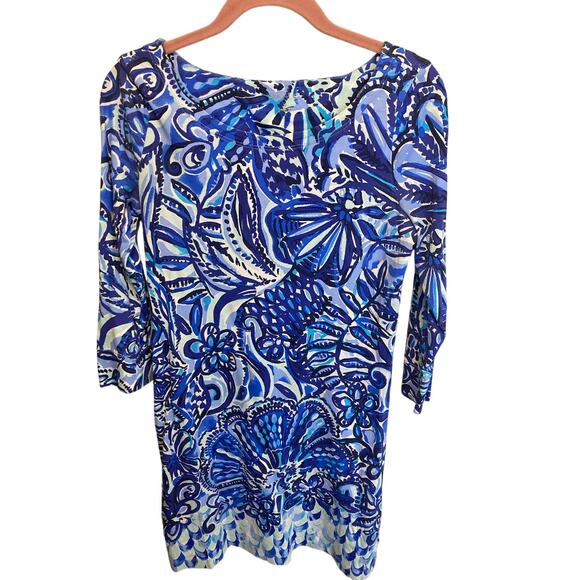 Lilly Pulitzer Hollee Blue Iris Midi Length Quarter Length Sleeve Blue Dress S - Picture 1 of 9